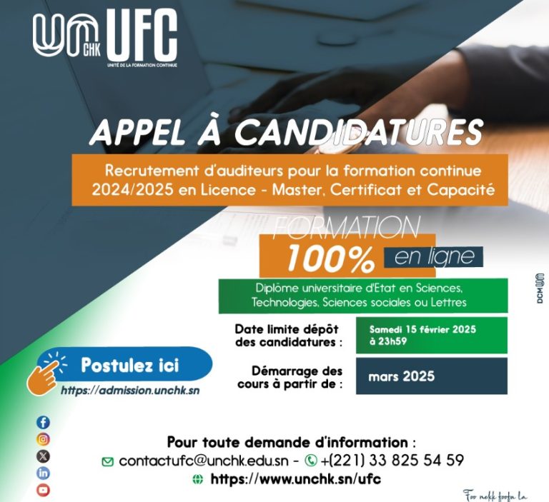 Visuel de l'appel à candidature pour les formations UN-CHK
